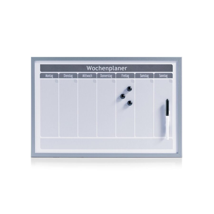 Wochenplaner, magnetisch, Metall/MDF, alugrau