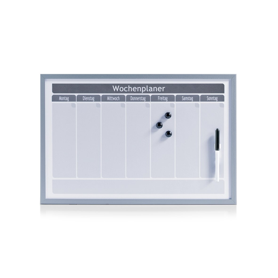 Wochenplaner, magnetisch, Metall/MDF, alugrau
