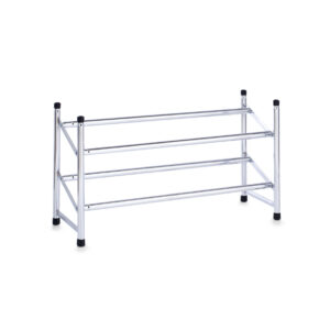Schuhregal m. 2 Ablagen, Metall verchromt