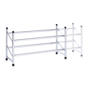 Schuhregal m. 2 Ablagen, Metall verchromt