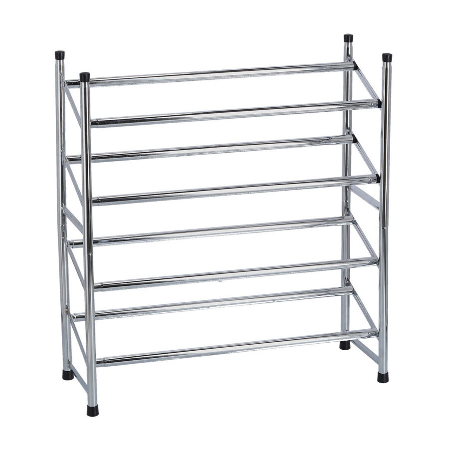 Schuhregal m. 2 Ablagen, Metall verchromt – Ansicht 4