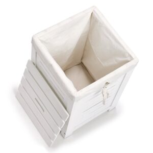 Wäschesammler, Holz/Canvas, weiß lackiert