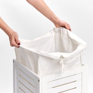 Wäschesammler, Holz/Canvas, weiß lackiert