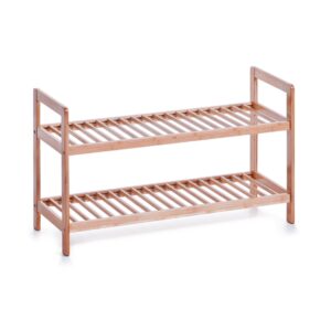 Schuhregal m. 2 Ablagen, Bambus