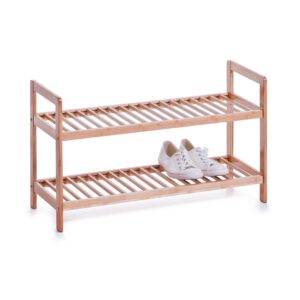 Schuhregal m. 2 Ablagen, Bambus