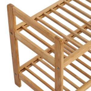 Schuhregal m. 2 Ablagen, Bambus