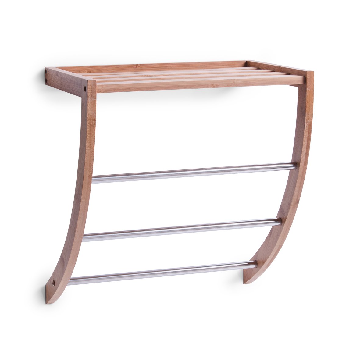 Handtuchregal, Bambus/Metall verchromt