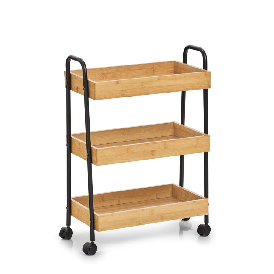 Rollwagen, Bambus/Metall, schwarz
