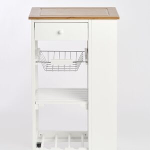 Küchenrollwagen, Bambus/MDF/Metall, weiß