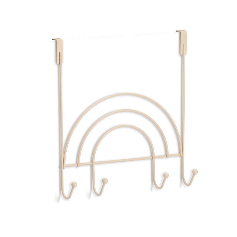 Türhänger m. 4 Haken "Rainbow", Metall, beige