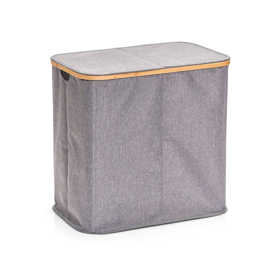 Wäschesammler, 2-fach, Polyester/Bambus, grau