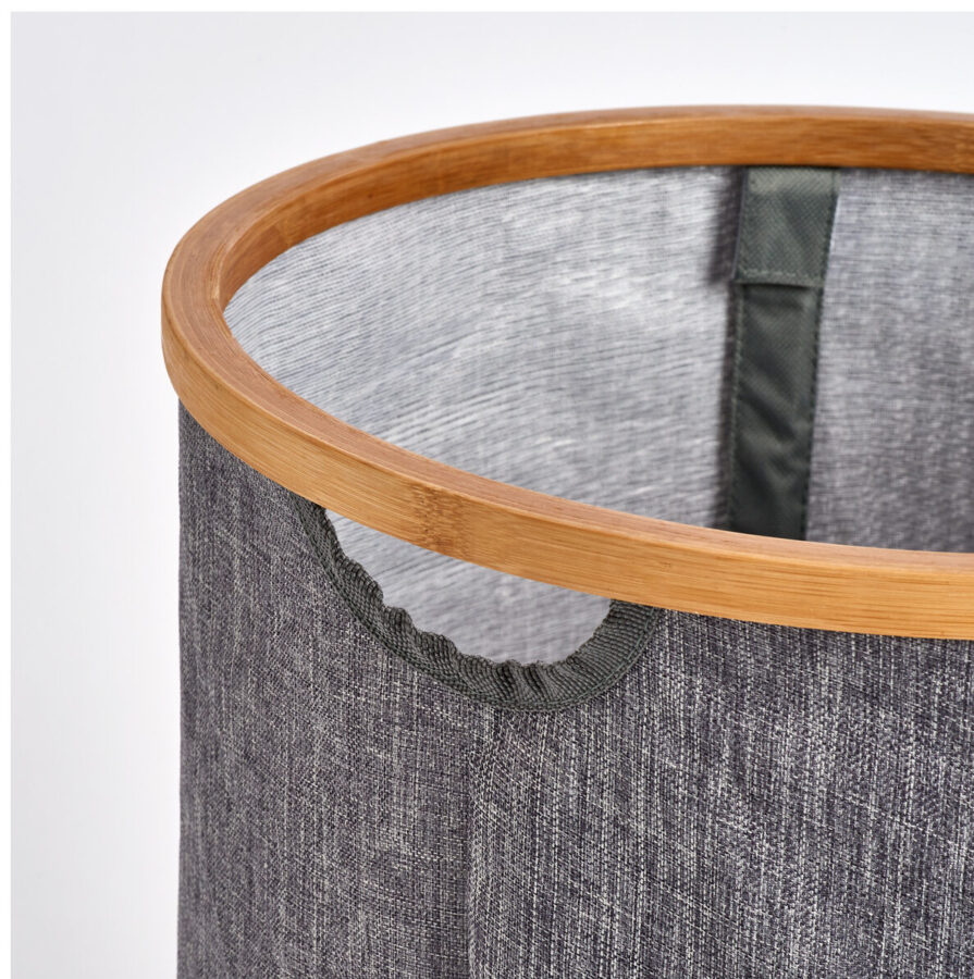 Wäschesammler, Kunstleinen/Bambus, grau