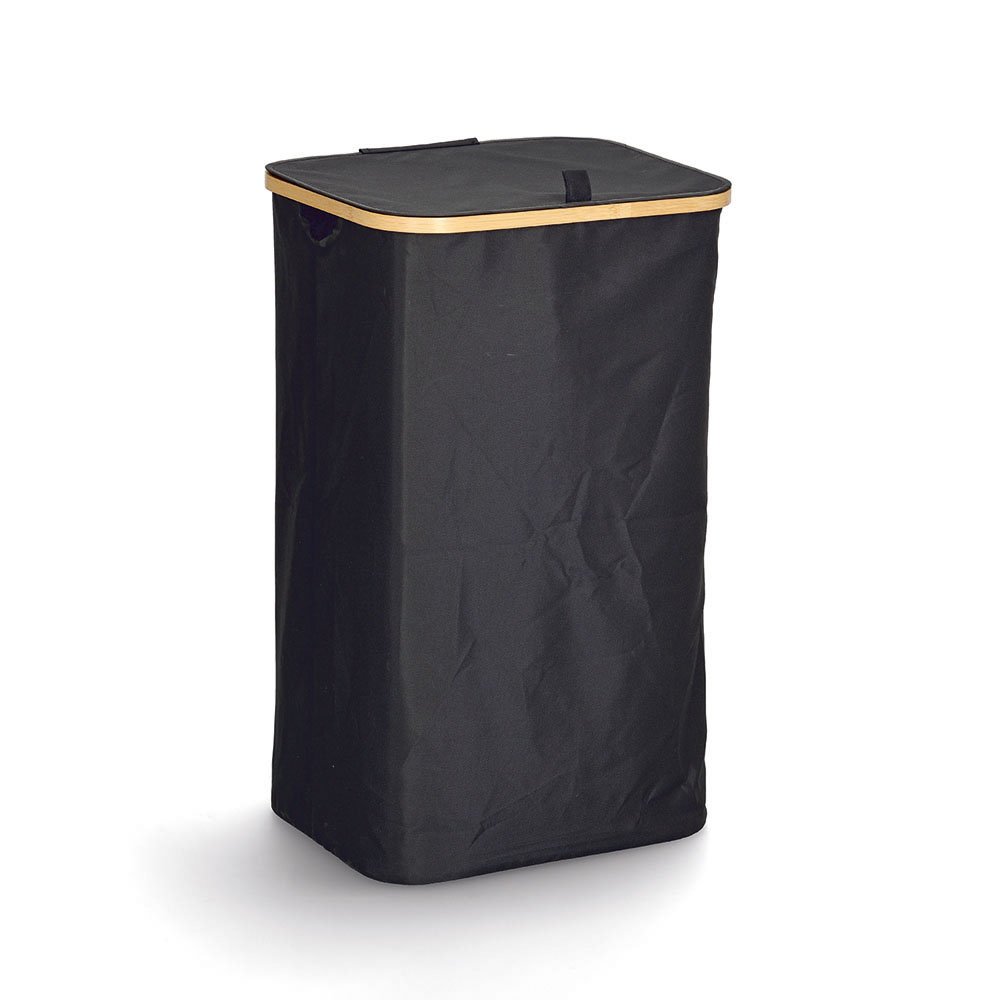 Wäschesammler m. Tragetasche, Polyester, schwarz