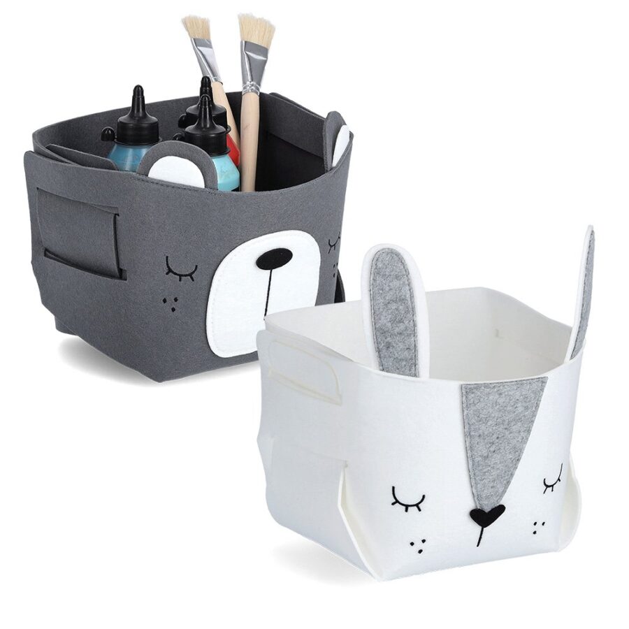 Aufbewahrungskorb "Bär", Filz, grau