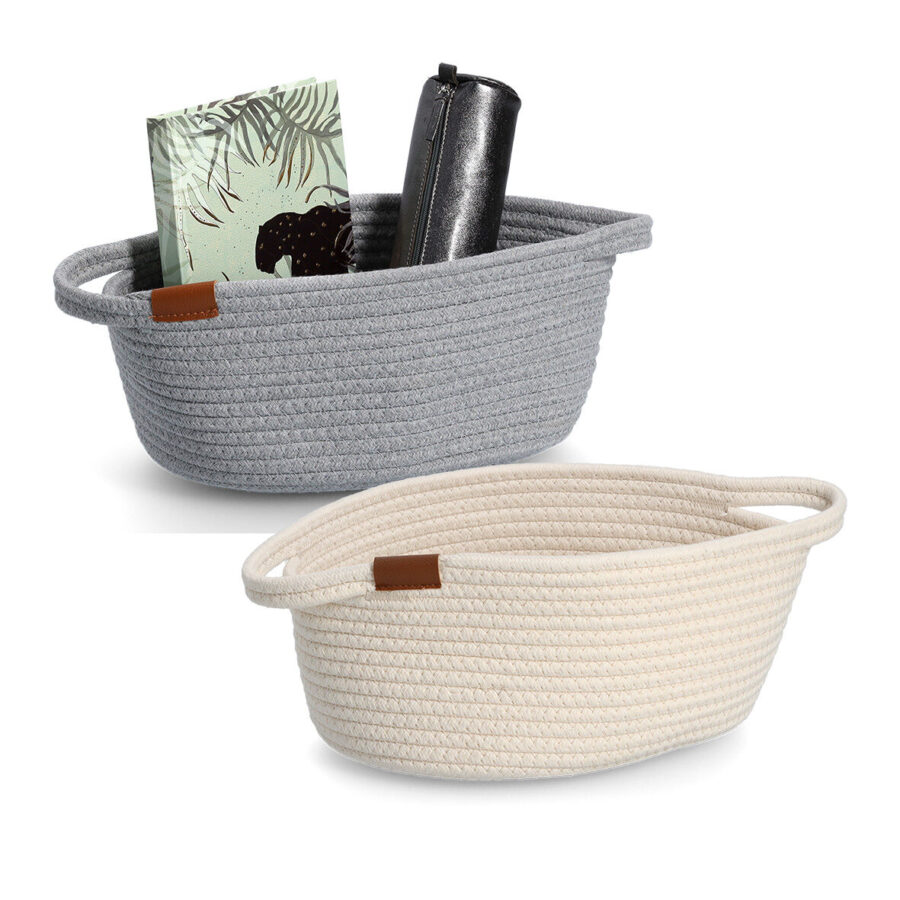 Aufbewahrungskorb, Baumwolle/Polyester, grau