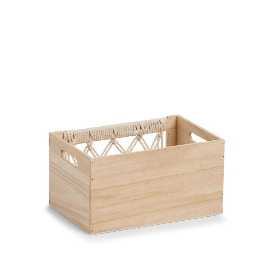 Aufbewahrungskiste "Boho", Holz/Baumwolle