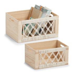 Aufbewahrungskiste "Boho", Holz/Baumwolle
