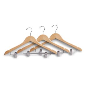 Kleiderbügel-Set m. Clips, 3-tlg., Holz
