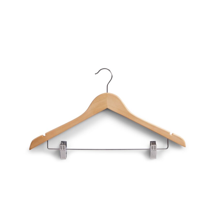 Kleiderbügel-Set m. Clips, 3-tlg., Holz