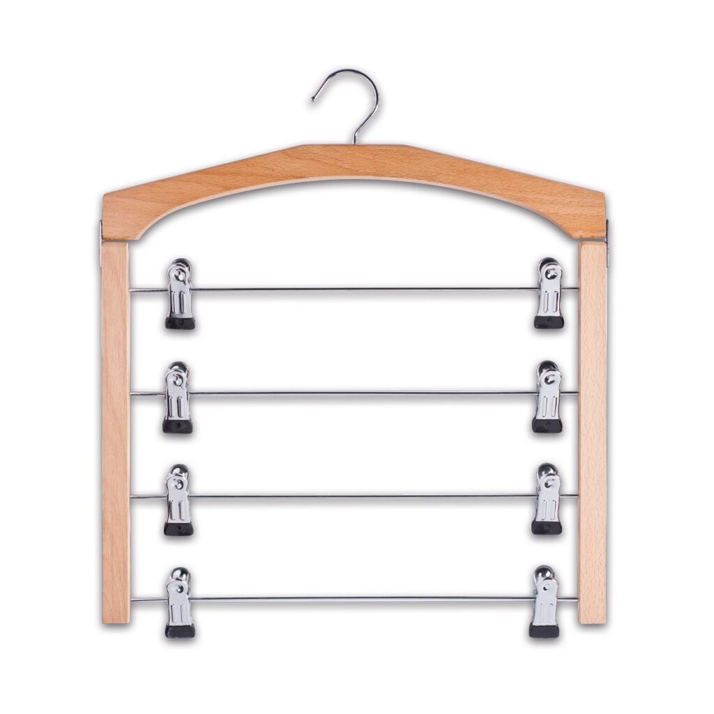 Mehrfach-Rockbügel, Buche/Metall verchromt