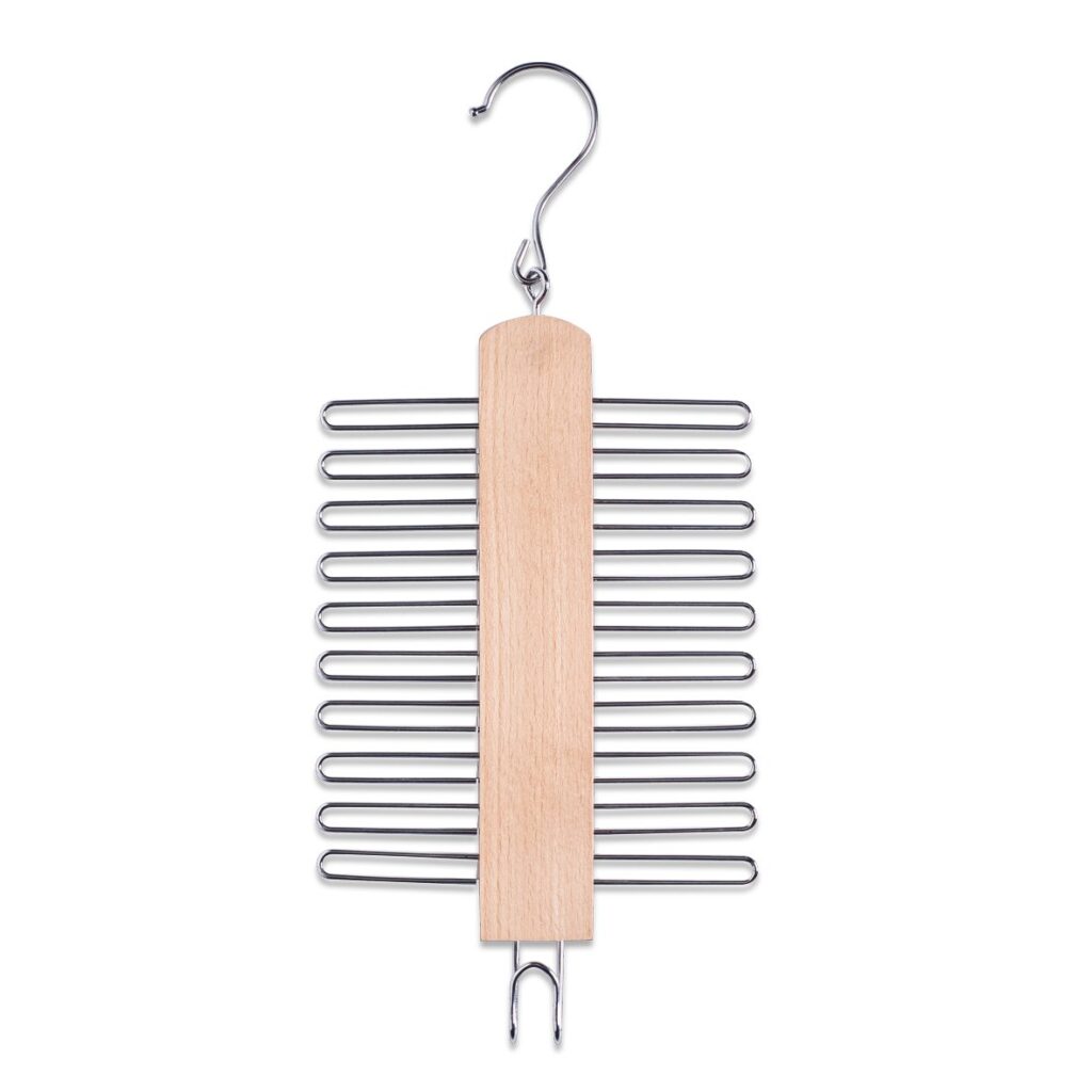 Krawattenhalter, Buche/Metall verchromt