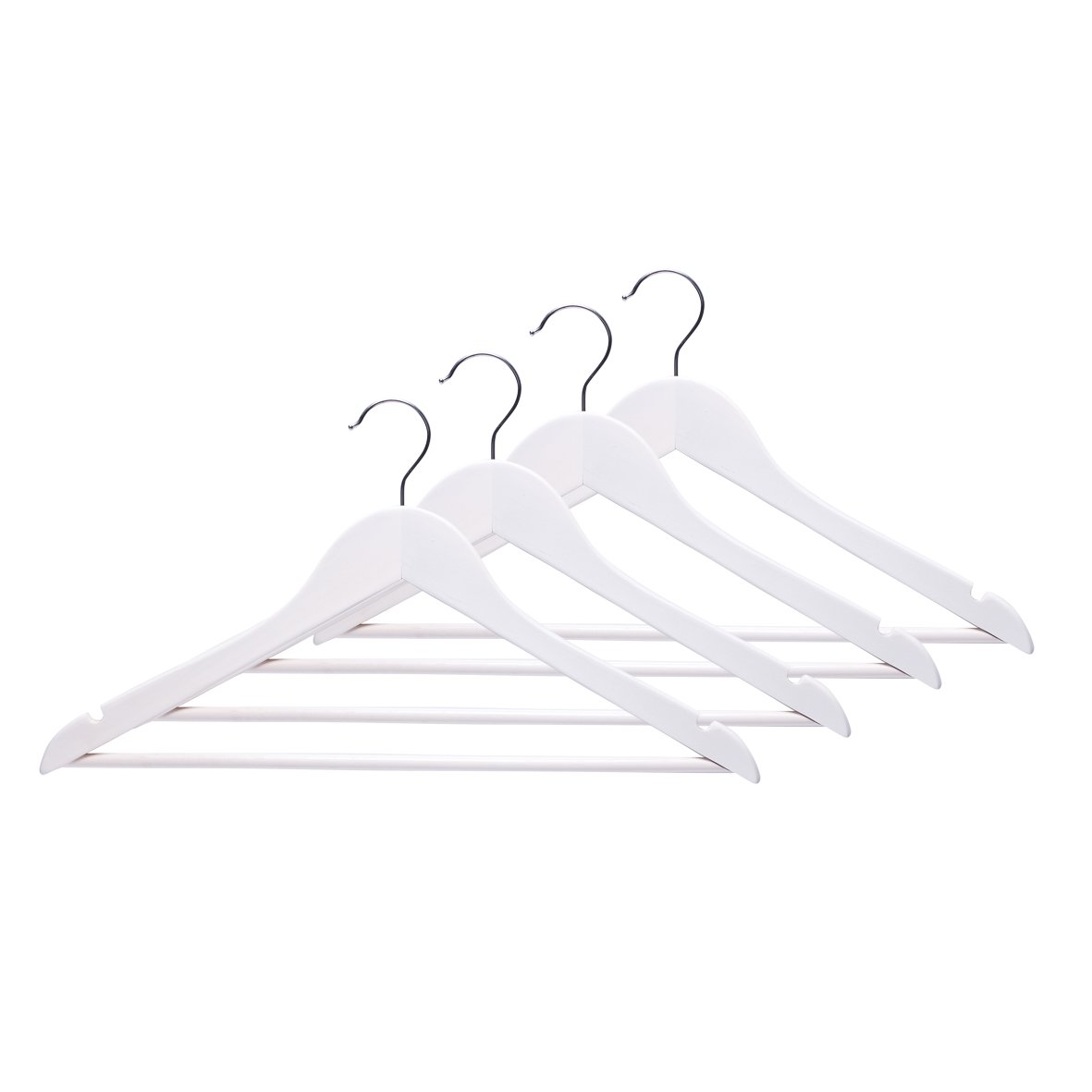 Kleiderbügel-Set, 4-tlg., Holz, weiß