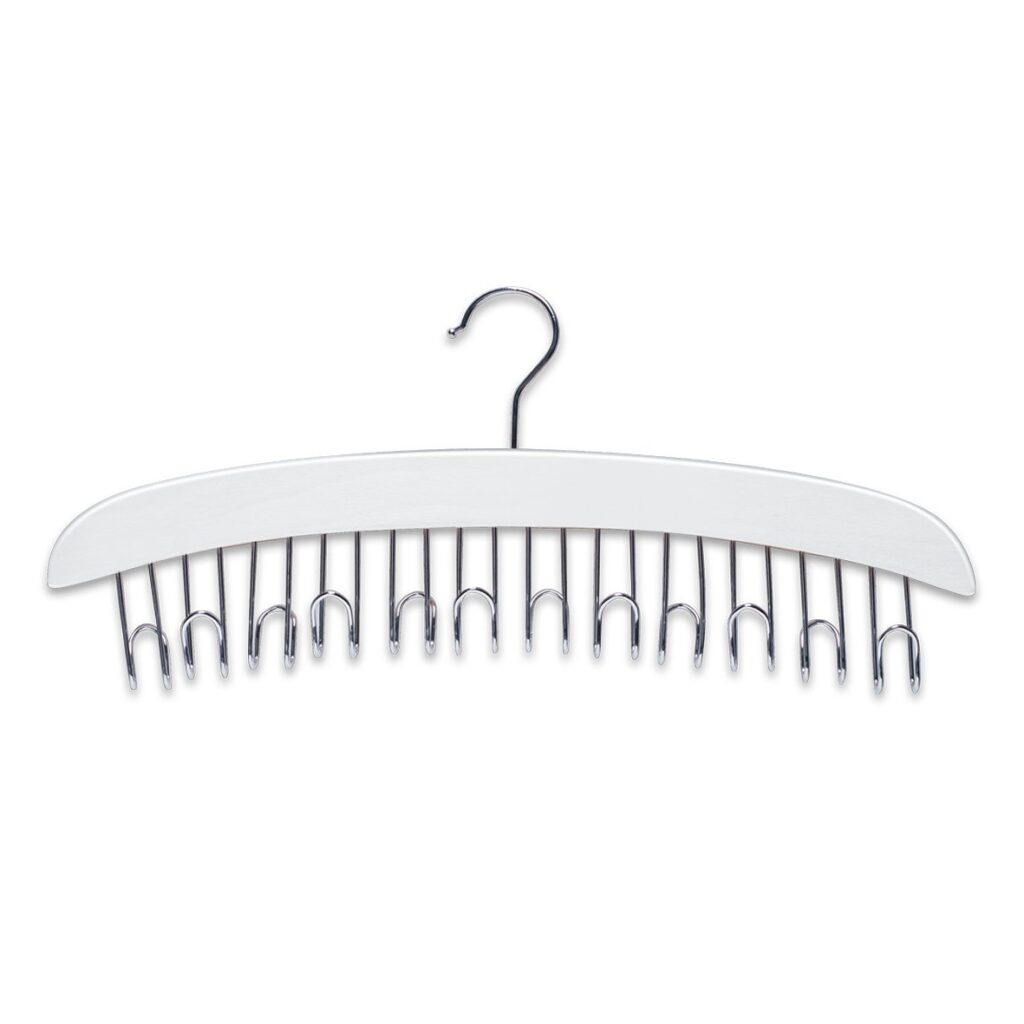 Gürtelhalter, Buche/Metall verchromt, weiß