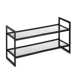 Schuhregal mit 2 Ablagen, stapelbar, Metall,