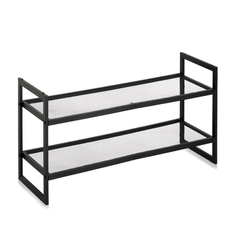 Schuhregal mit 2 Ablagen, stapelbar, Metall,