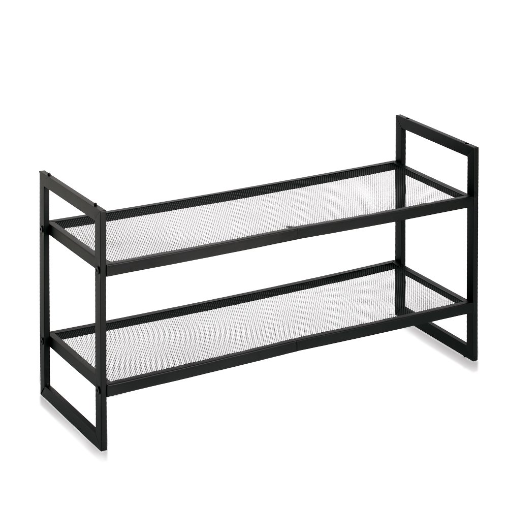 Schuhregal mit 2 Ablagen, stapelbar, Metall,