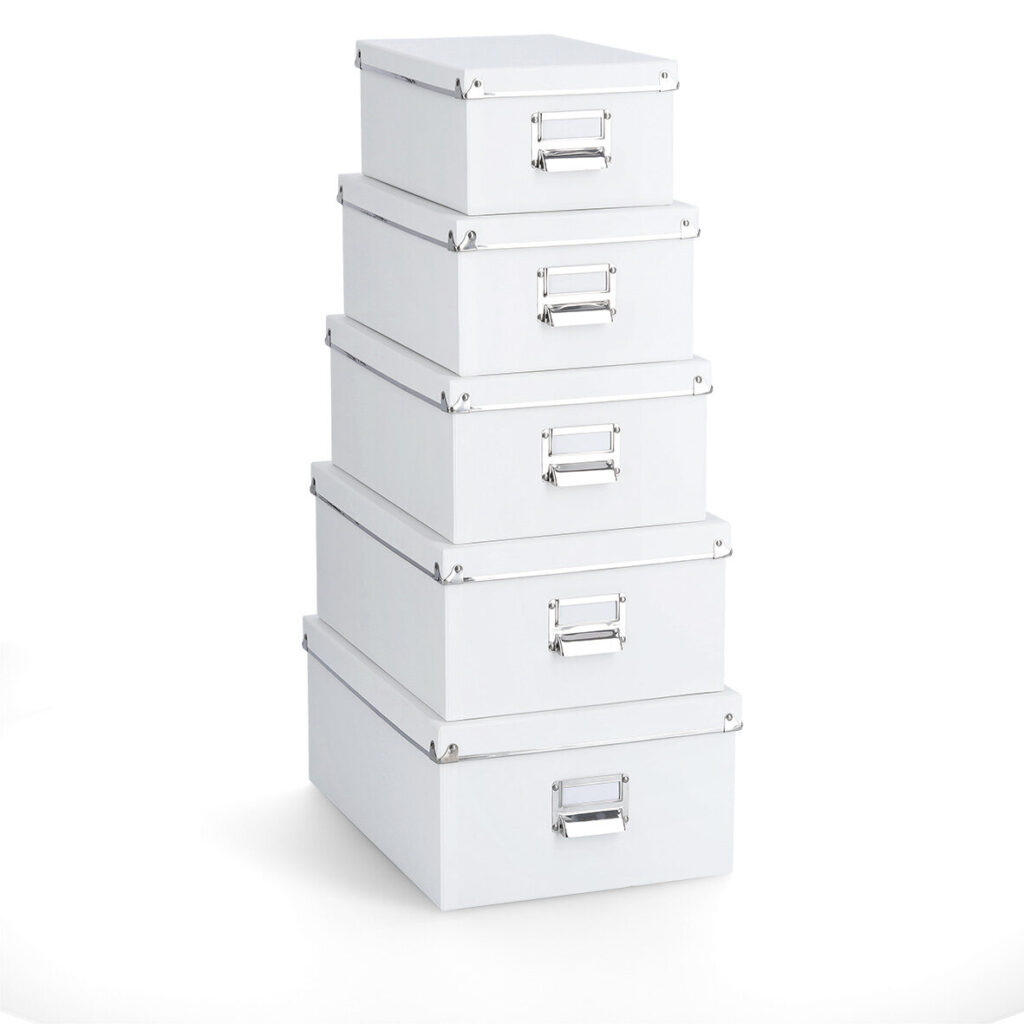 Boxen-Set, 5-tlg., Pappe, weiß