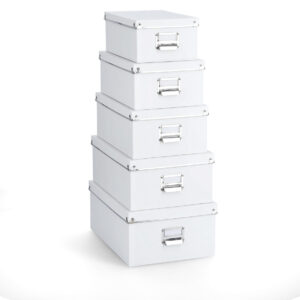 Boxen-Set, 5-tlg., Pappe, weiß