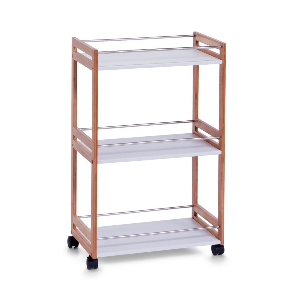 Rollwagen, MDF/Bambus, weiß