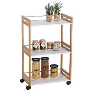 Rollwagen, MDF/Bambus, weiß