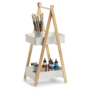 Standregal m. 2 Körben, Metall/Holz, weiß