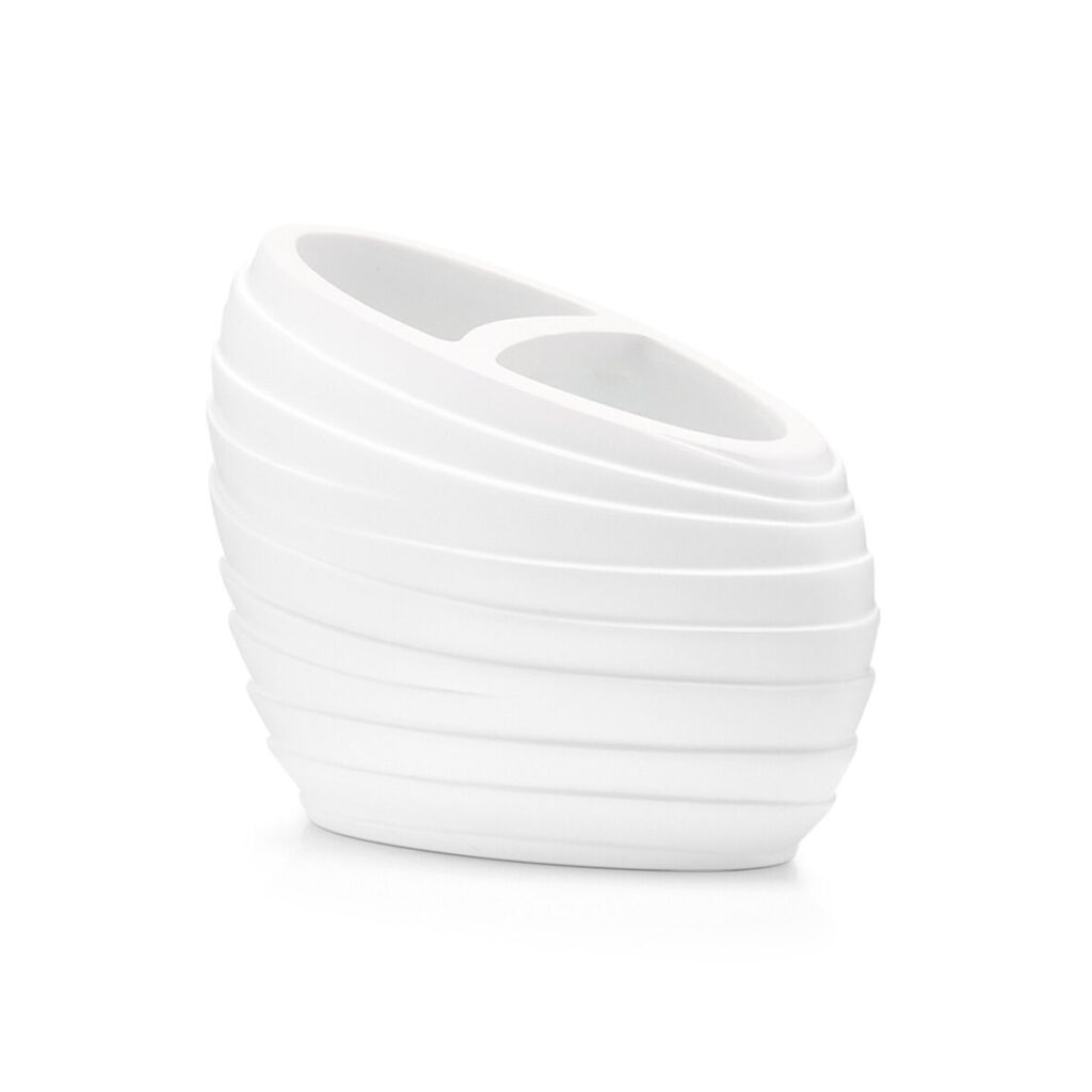 Zahnbürstenhalter 'Abstrakt', Polyresin, weiß