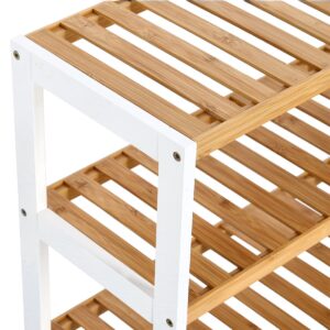 Schuhregal m. 3 Ablagen, Bambus/MDF, weiß