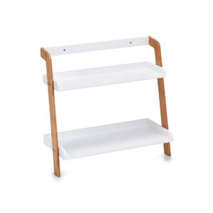 Wandregal m. 2 Böden, Bambus/MDF, weiß