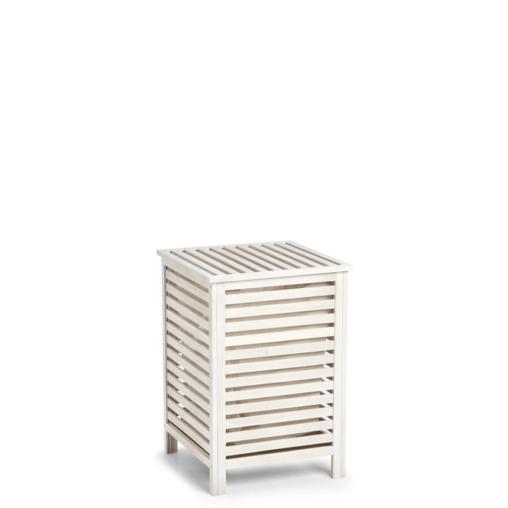 Wäschesammler, Walnussholz, naturweiß