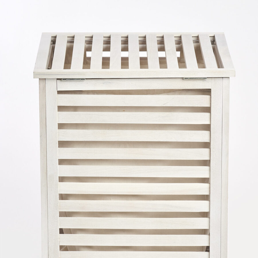 Wäschesammler, Walnussholz, naturweiß