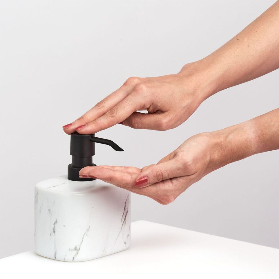 Seifenspender "Marmor", Keramik, weiß