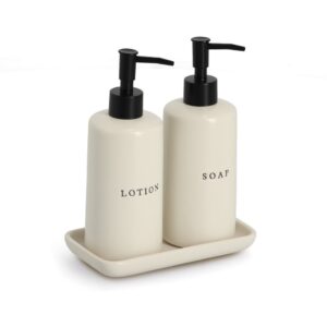 Seifen-/Lotionspender-Set, 3-tlg., Keramik