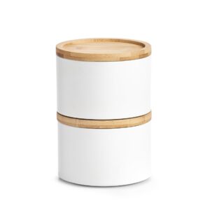 Vorratsdose m. Bambusdeckel, 880 ml, Metall, weiß