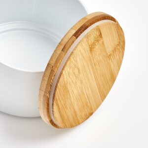 Vorratsdose m. Bambusdeckel, 880 ml, Metall, weiß