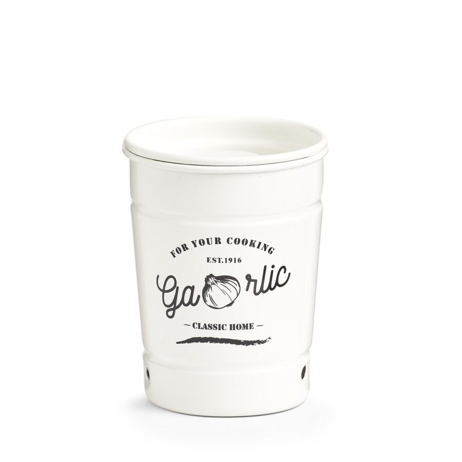 Vorratsdose "Knoblauch", Metall, weiß