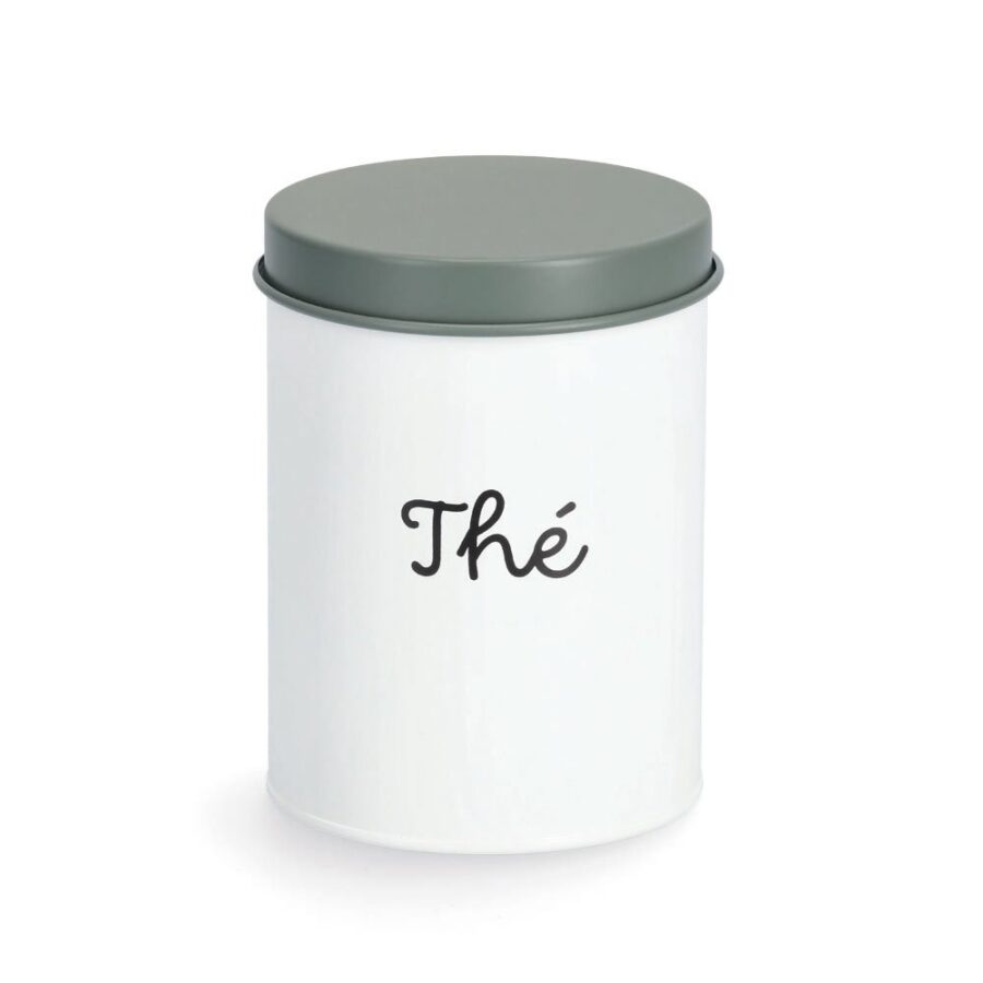 Vorratsdose "Thé", 1300 ml, Metall, weiß/