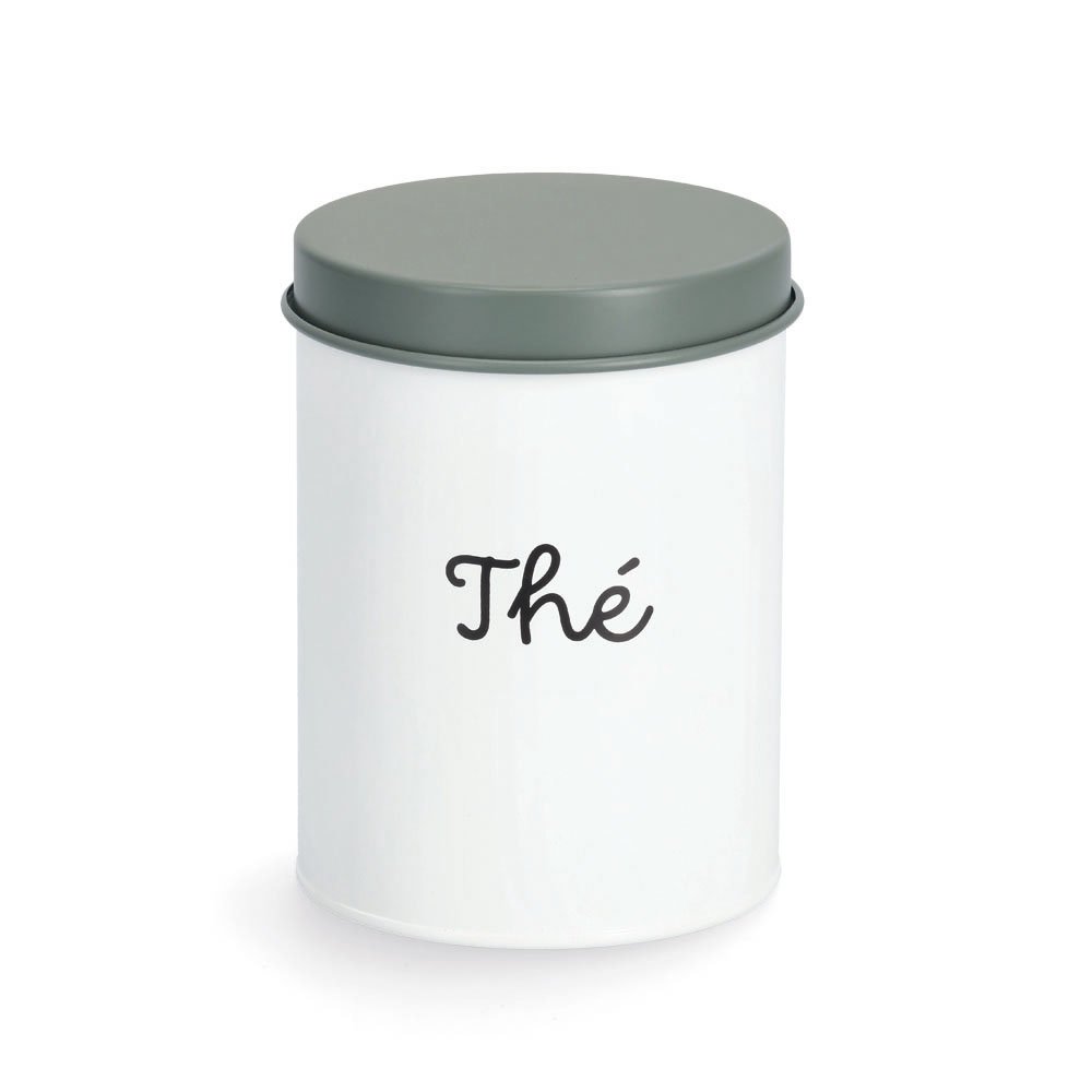 Vorratsdose "Thé", 1300 ml, Metall, weiß/