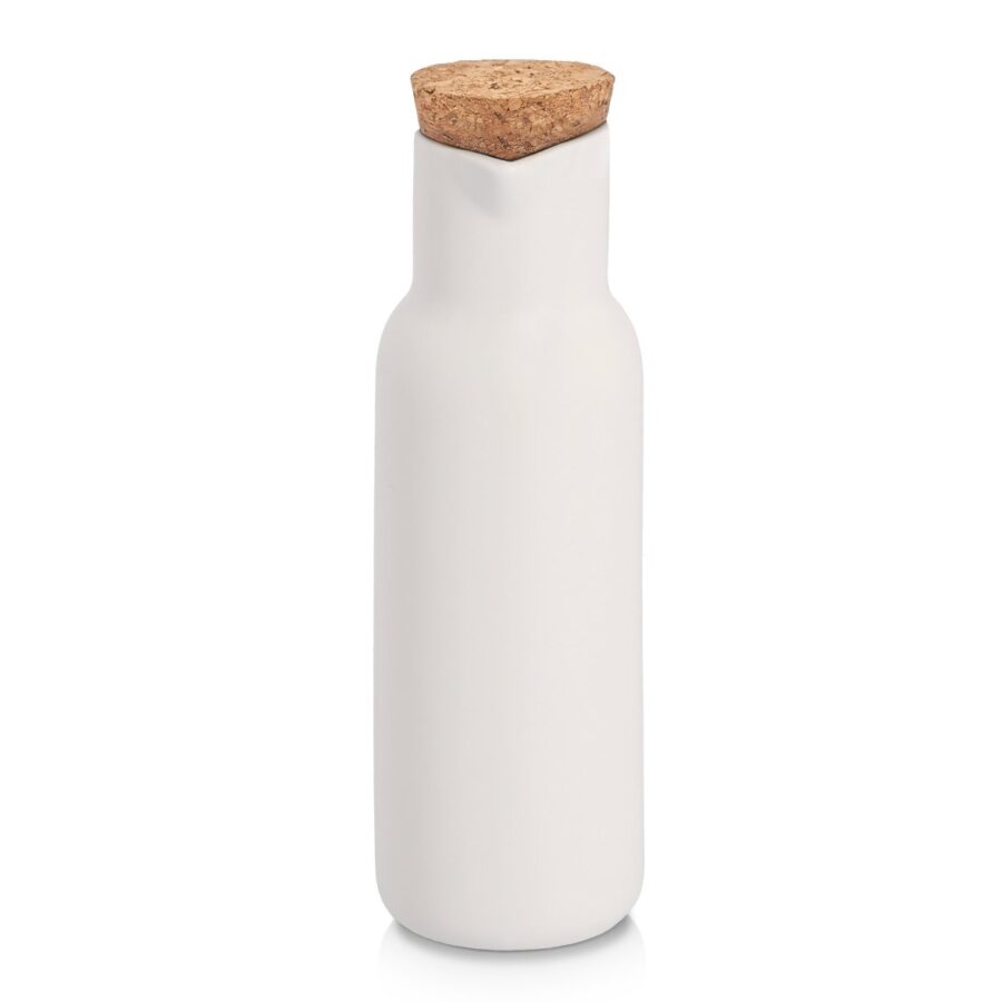 Essig-/Ölflasche, 300 ml, Keramik/Kork, weiß