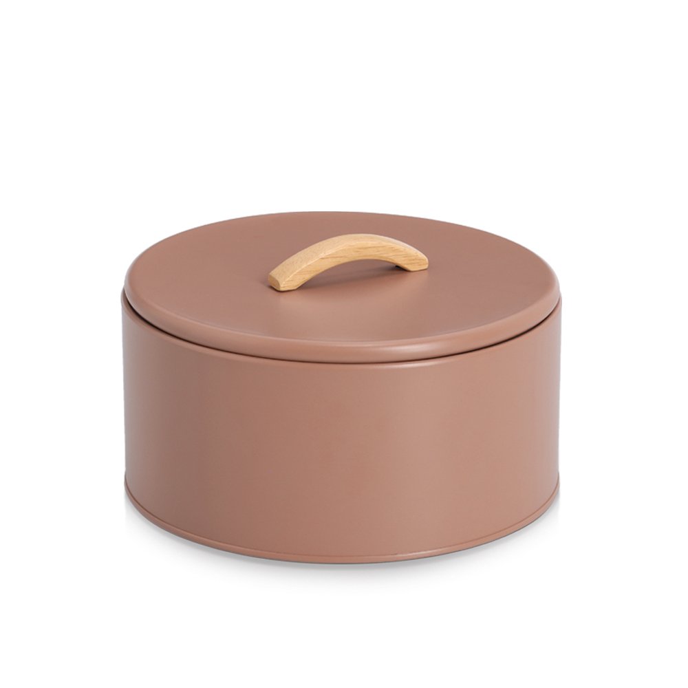 Vorratsdose, 2400 ml, Metall/Gummibaum, mocca