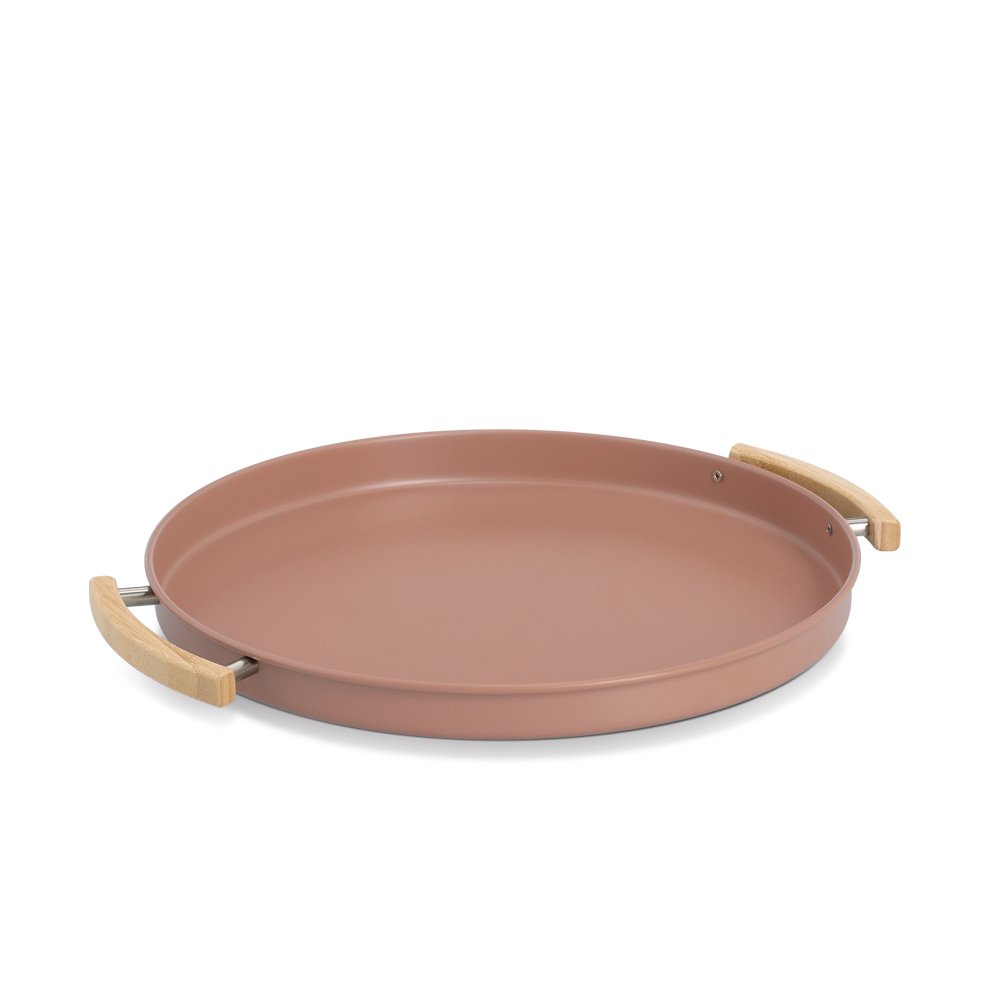 Serviertablett, Metall/Gummibaum, mocca